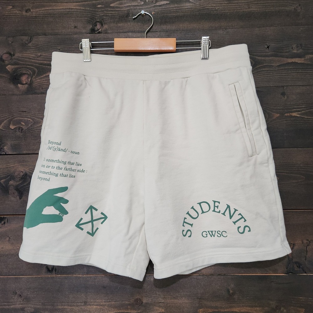 Students Golf GWSC Beyond Sweat Shorts Cream Green Organic Cotton Mens XL